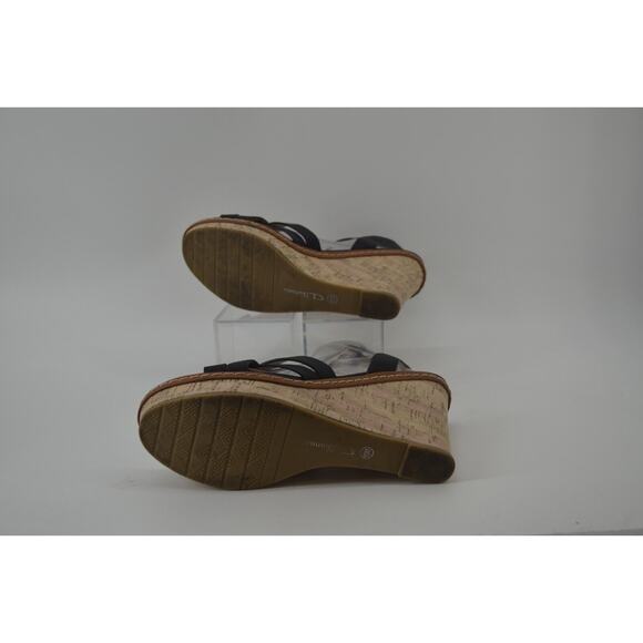 CL by Laundry Black Faux Leather Open Strapy Weaved shoes 10 - Picture 15 of 16